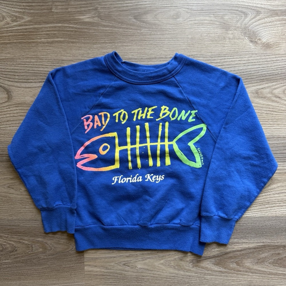 Vintage 80s Florida Keys Souvenir Crewneck Sweatshirt Boys Youth S 6-8 USA
